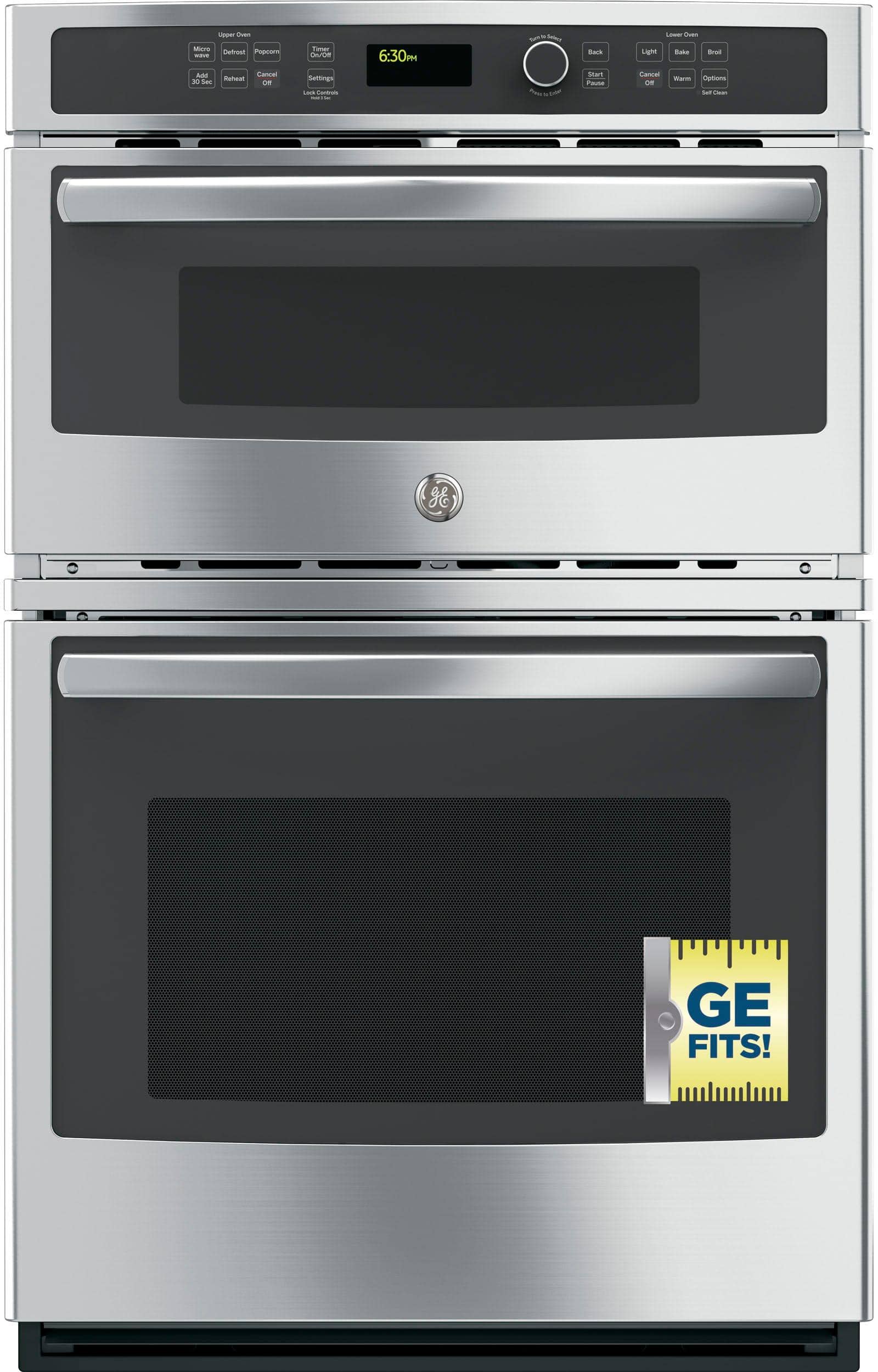 Alt View 11. GE - 27" Single Electric Wall Oven with Built-In Microwave - Stainless Steel.
