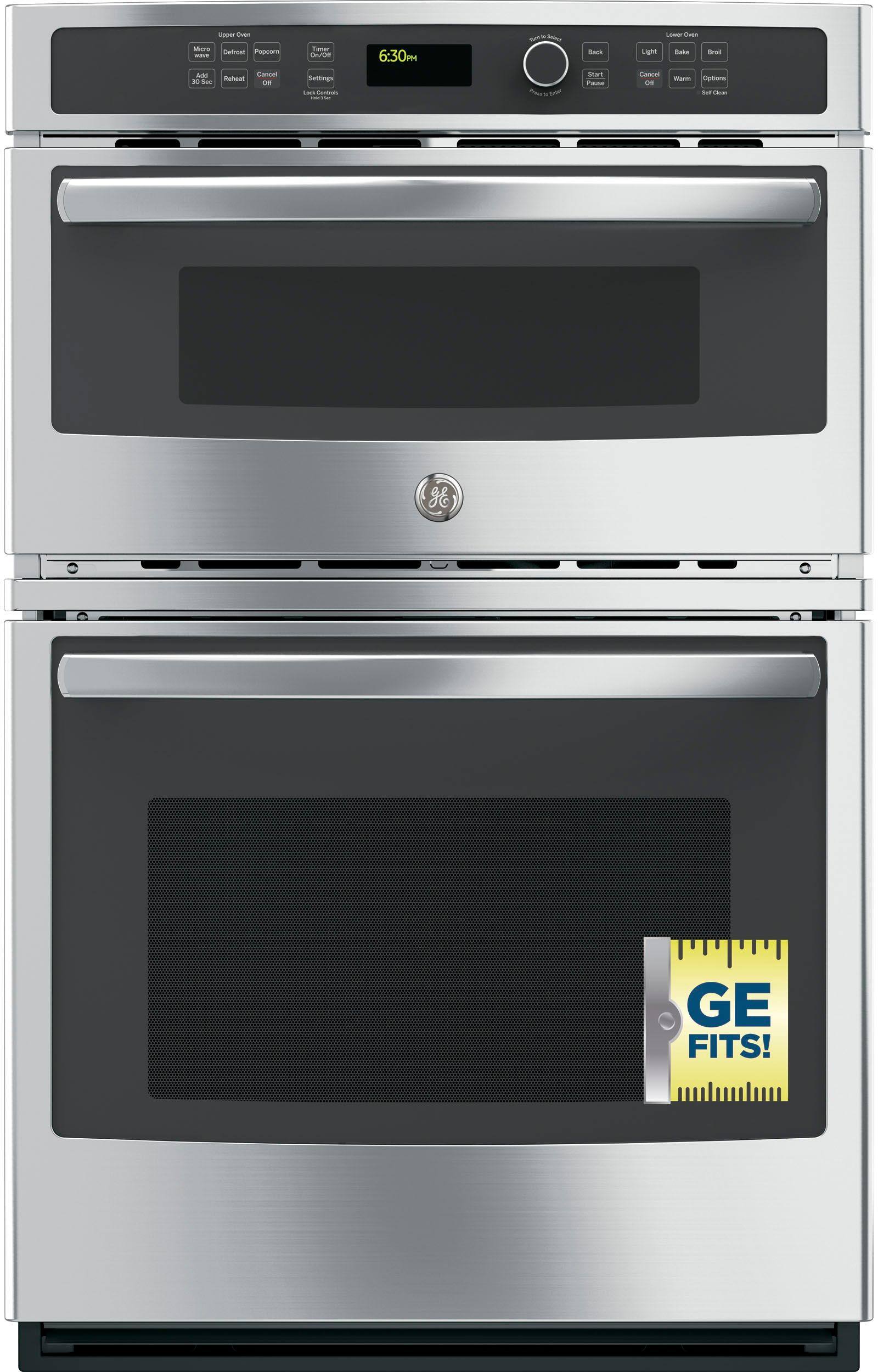 Alt View 11. GE - 27" Single Electric Wall Oven with Built-In Microwave - Stainless Steel.