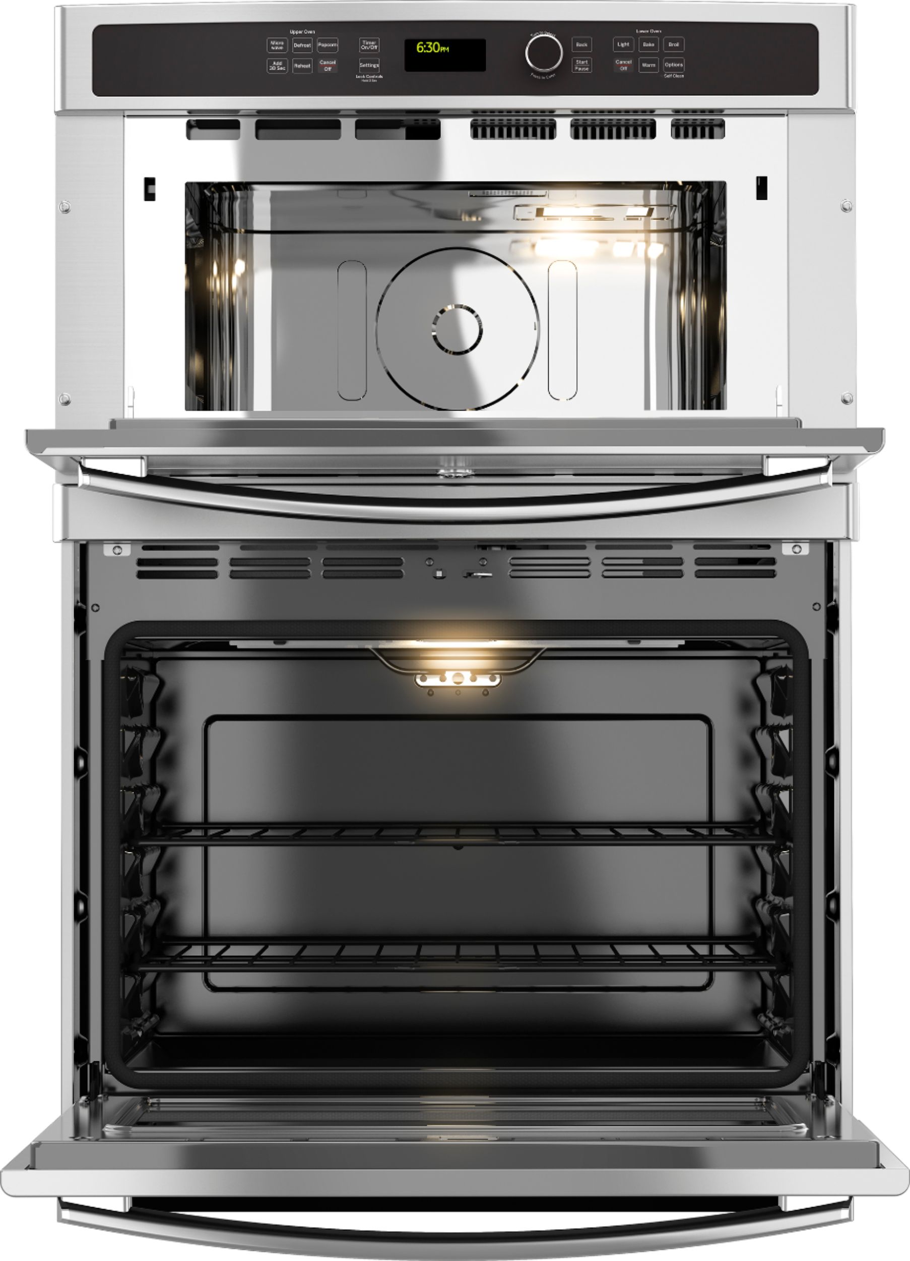 Angle View: Whirlpool - 27" Single Electric Wall Oven with Built-In Microwave - Stainless Steel