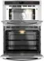 Angle. GE - 30" Single Electric Wall Oven with Built-In Microwave - Stainless Steel.