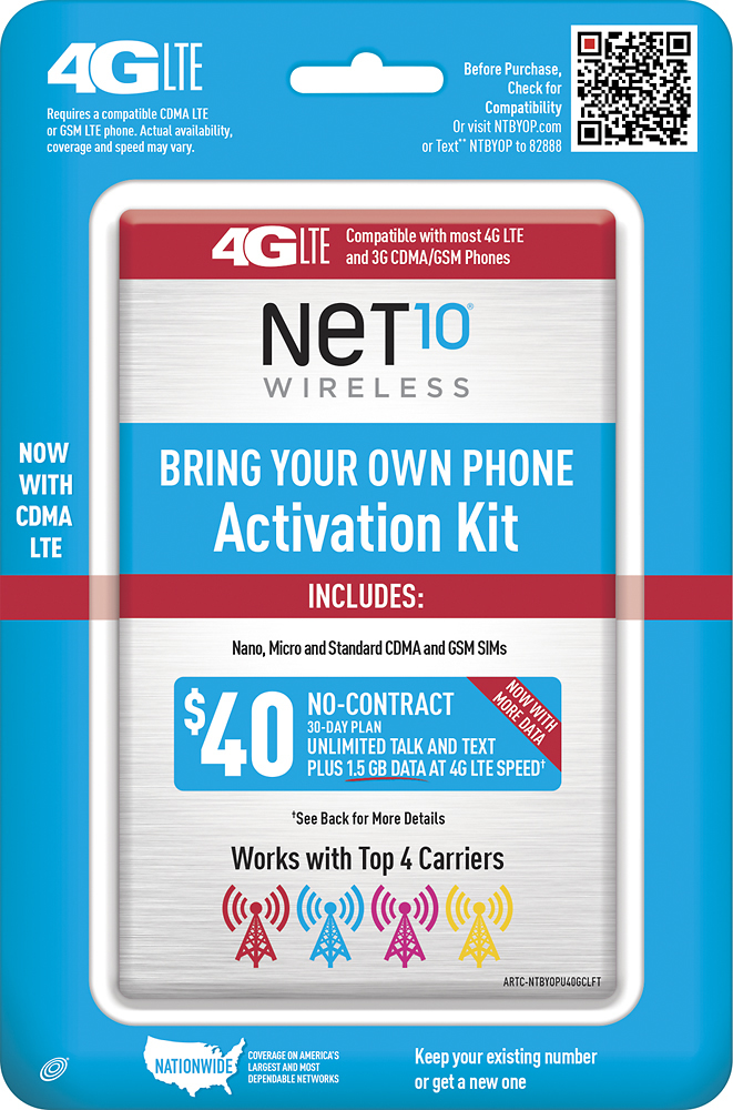Net10 Kit de tarjeta SIM prepago (Verizon Network), blanco, NTATKTMCNA-TRI