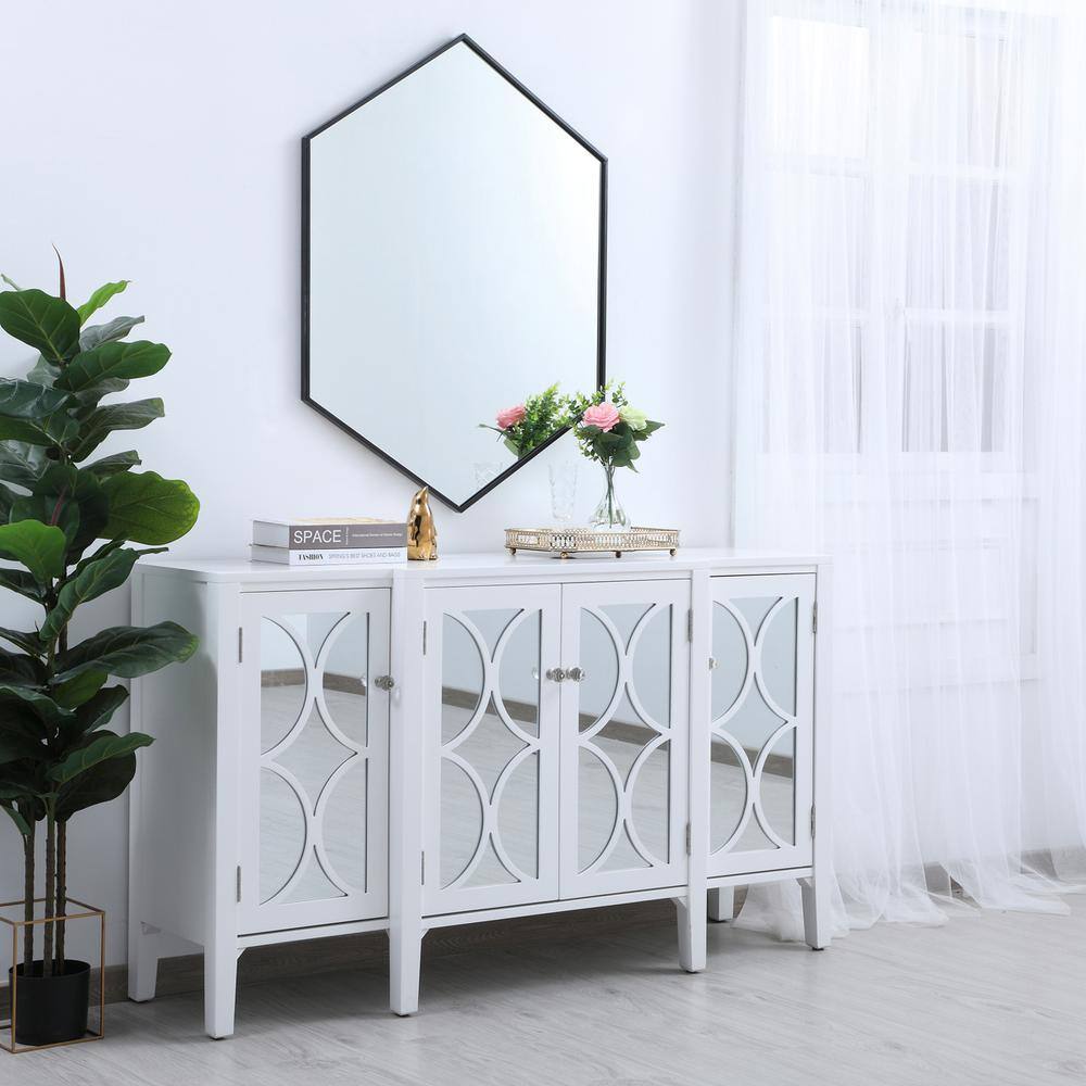 Alt View 9. Elegant Decor - Metal frame hexagon mirror 30 inch in Black - Black.