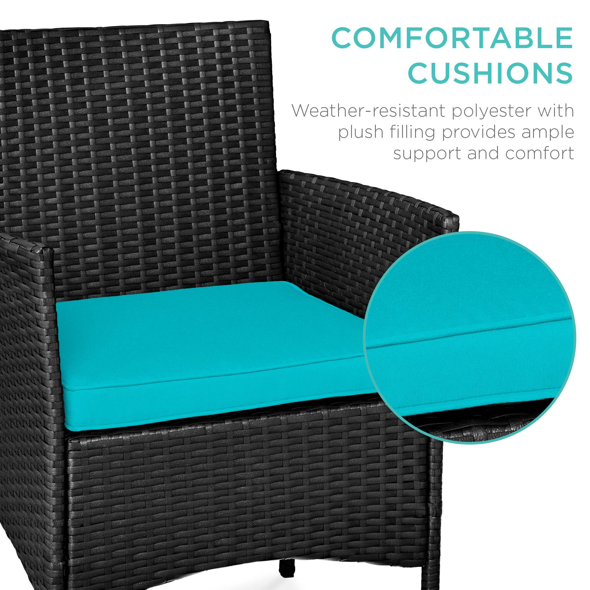COMFORTABLE CUSHIONS

Weather-resistant polyester with plush filling provides ample support and comfort
