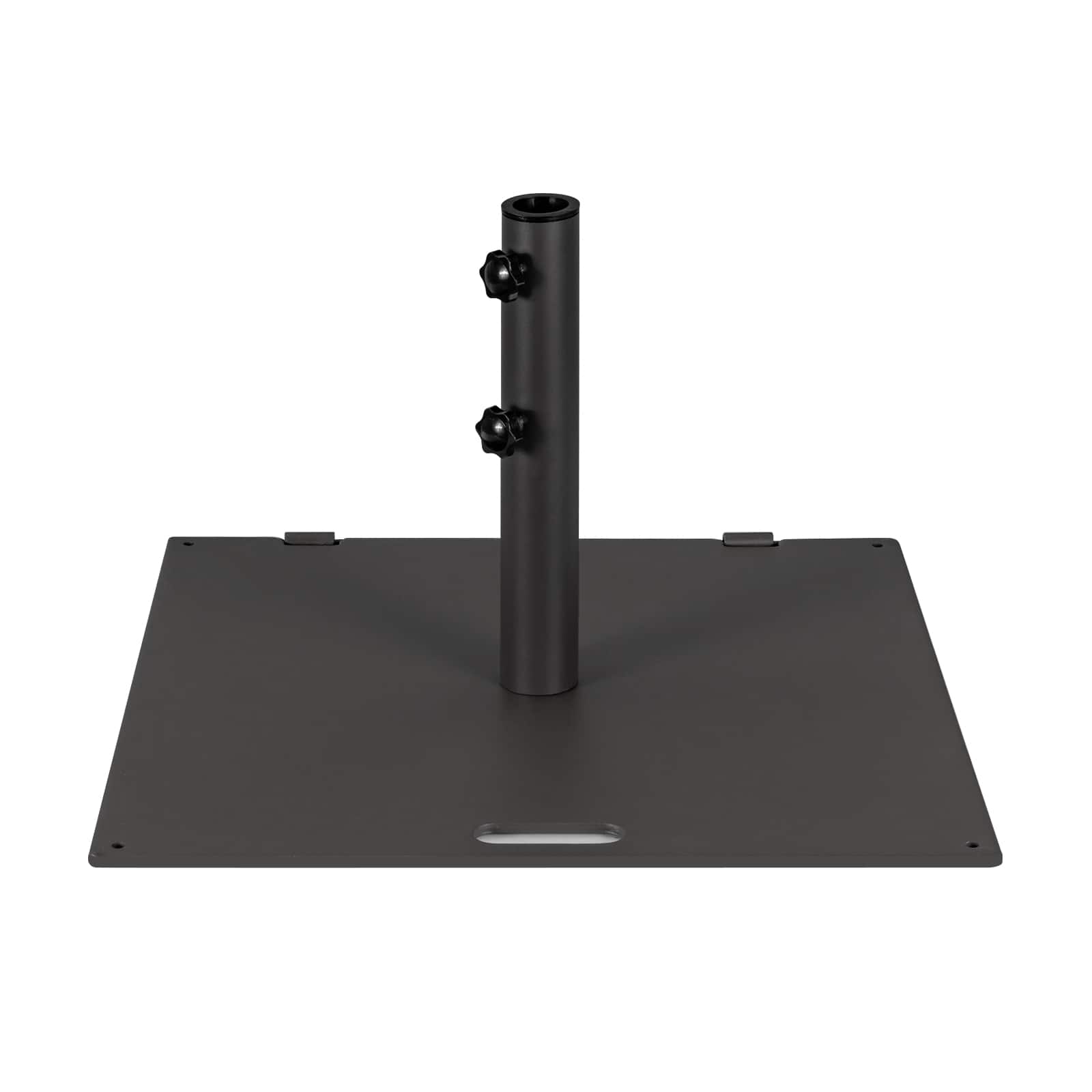 Gymax - 50 LBS Patio Umbrella Base Stand 24'' Outdoor Square Market Handle Wheel - Black