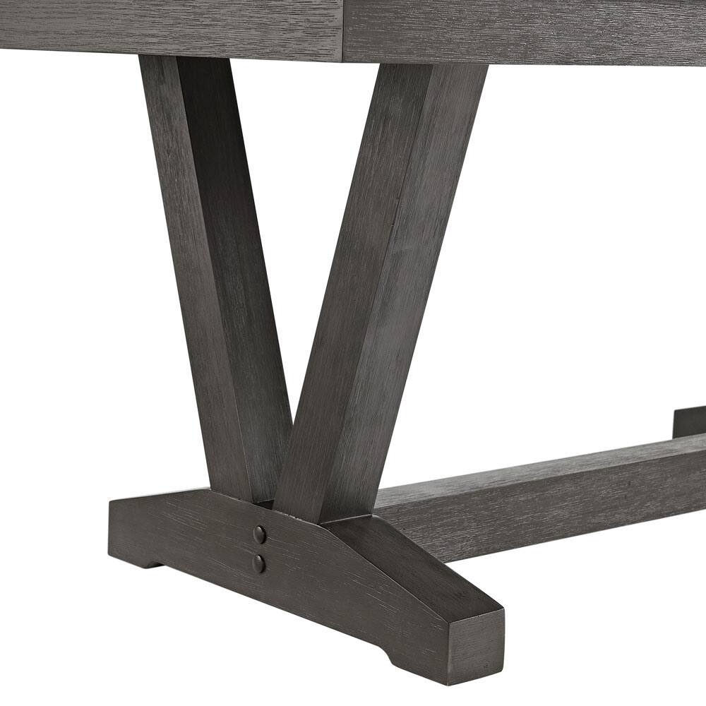 Back. Elements - Everdeen Transitional Dining Table with Faux Marble Top and Trestle Base - Charcoal.