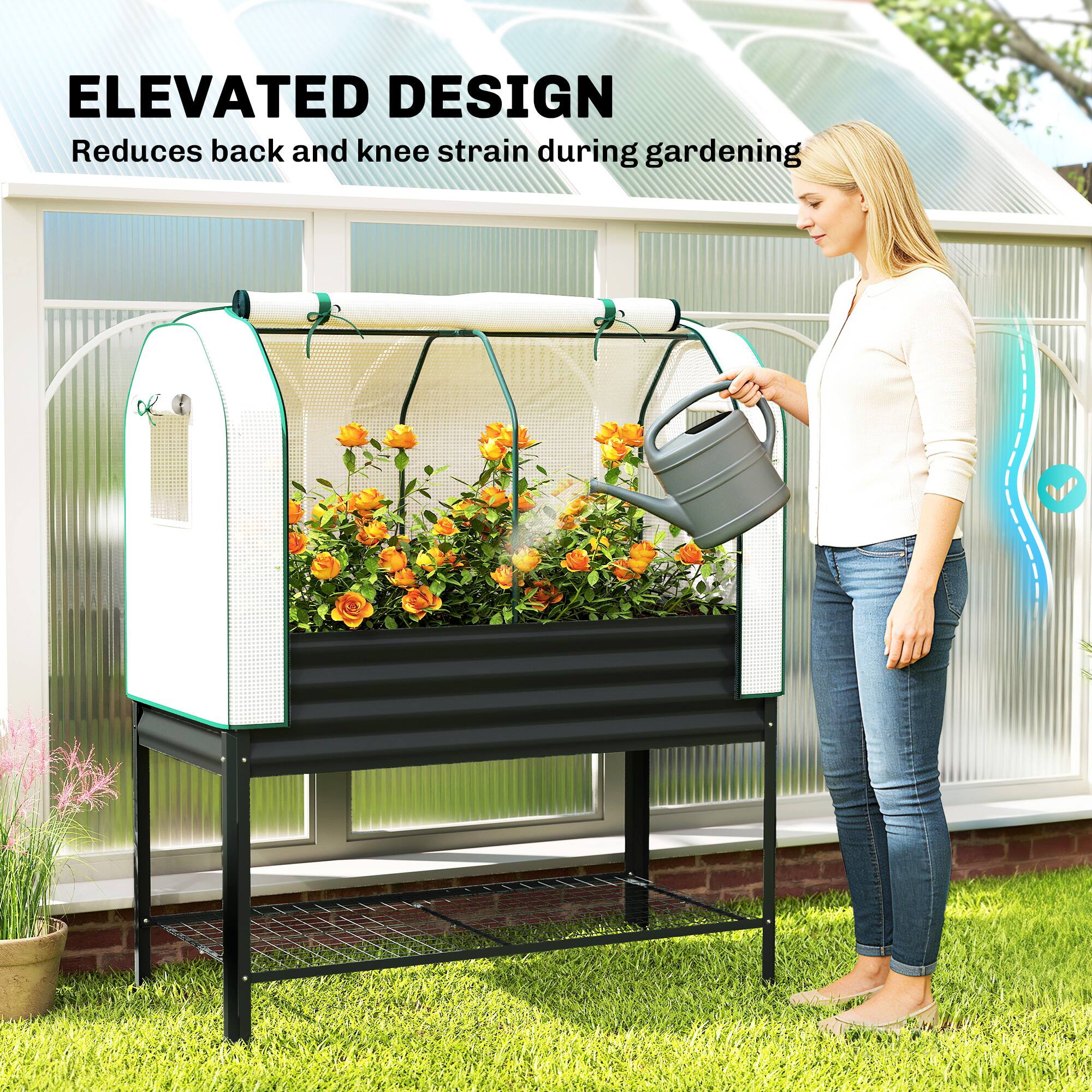 ELEVATED DESIGN  
Reduces back and knee strain during gardening