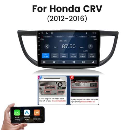 Junsun - Linux System carplay Android auto Mirror Link For Honda CRV 2012-2016 HIGH Brand Car Stereo Radio GPS Navi WIFI BT RDS - Black