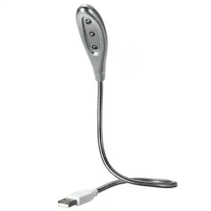 Front. Stock Preferred - 3-LED Flexible Snake Mini Lamp - Silver.