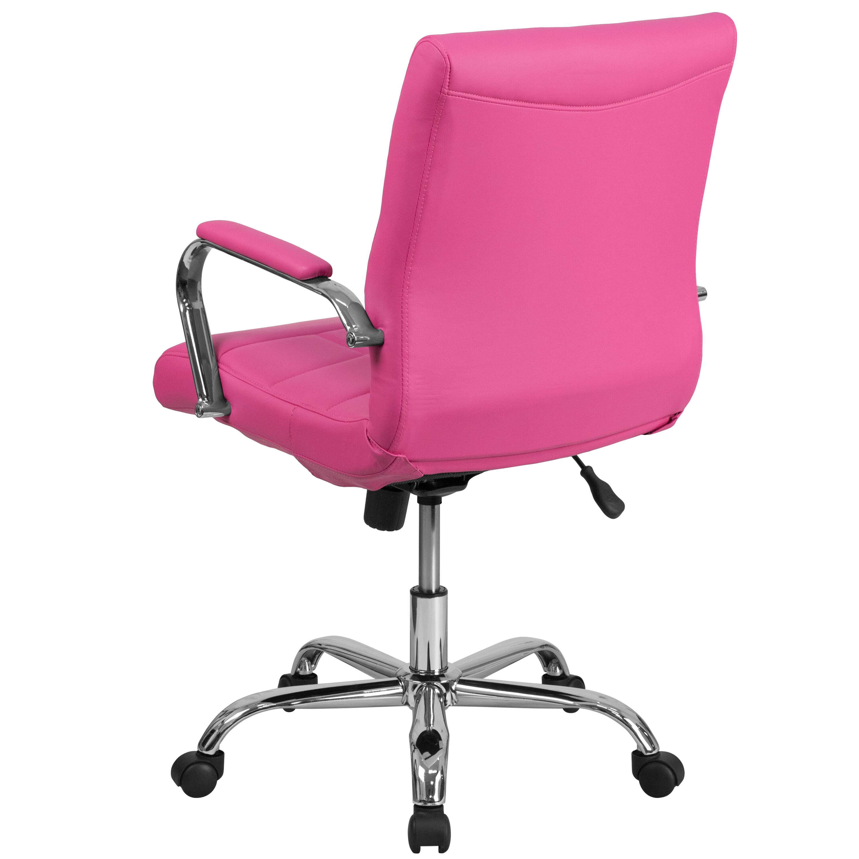 Alt View 5. Emma + Oliver - Mid-Back Vinyl Executive Swivel Office Chair with Chrome Base and Arms - Pink.