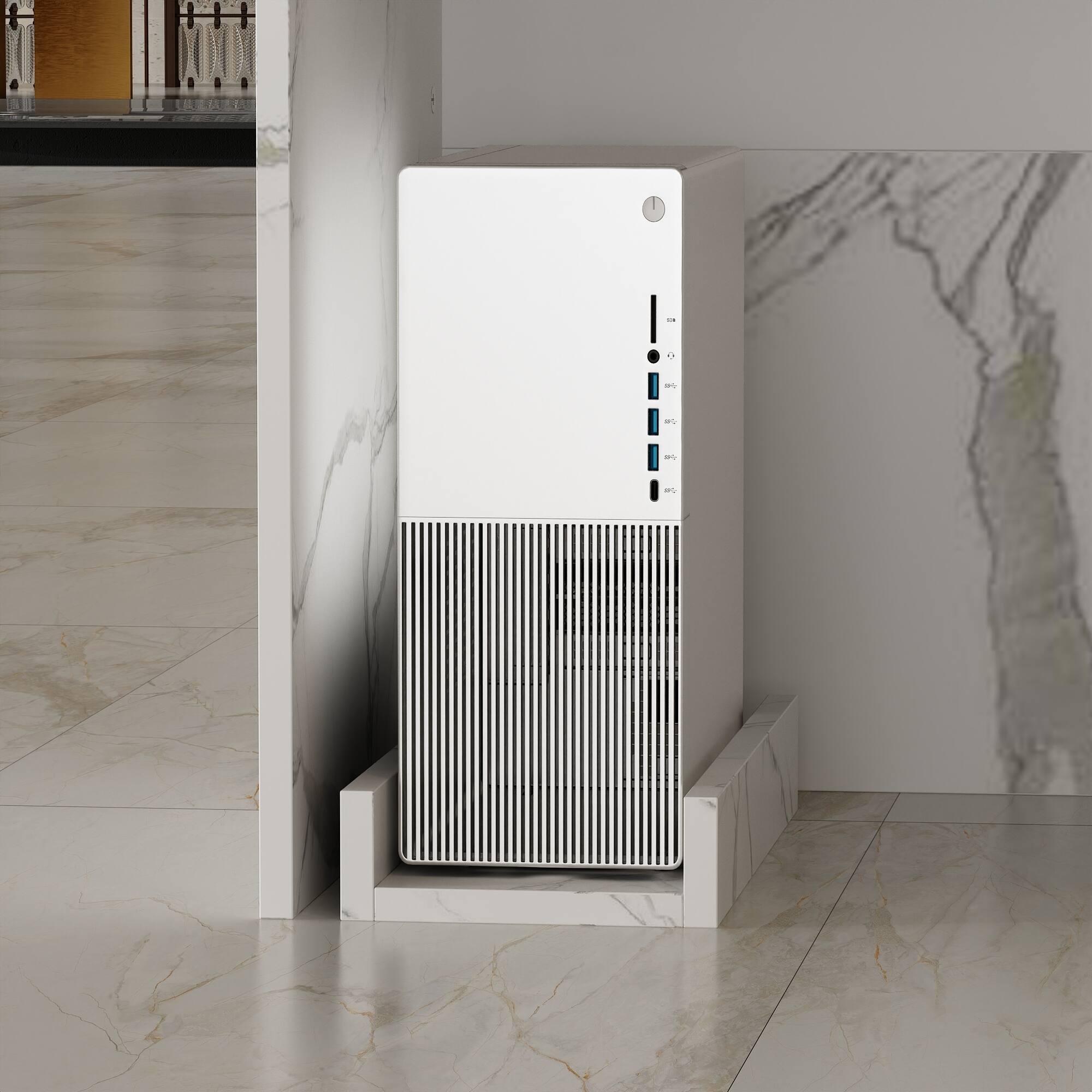 Alt View 6. Famapy - Famapy Office Reception Desk: Functional Storage, Sleek Design Working Desk for Workspaces - White.