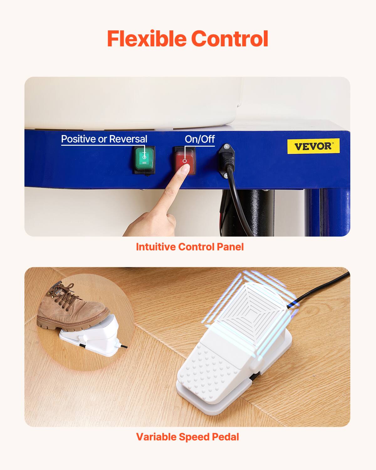 Flexible Control
Intuitive Control Panel
Variable Speed Pedal