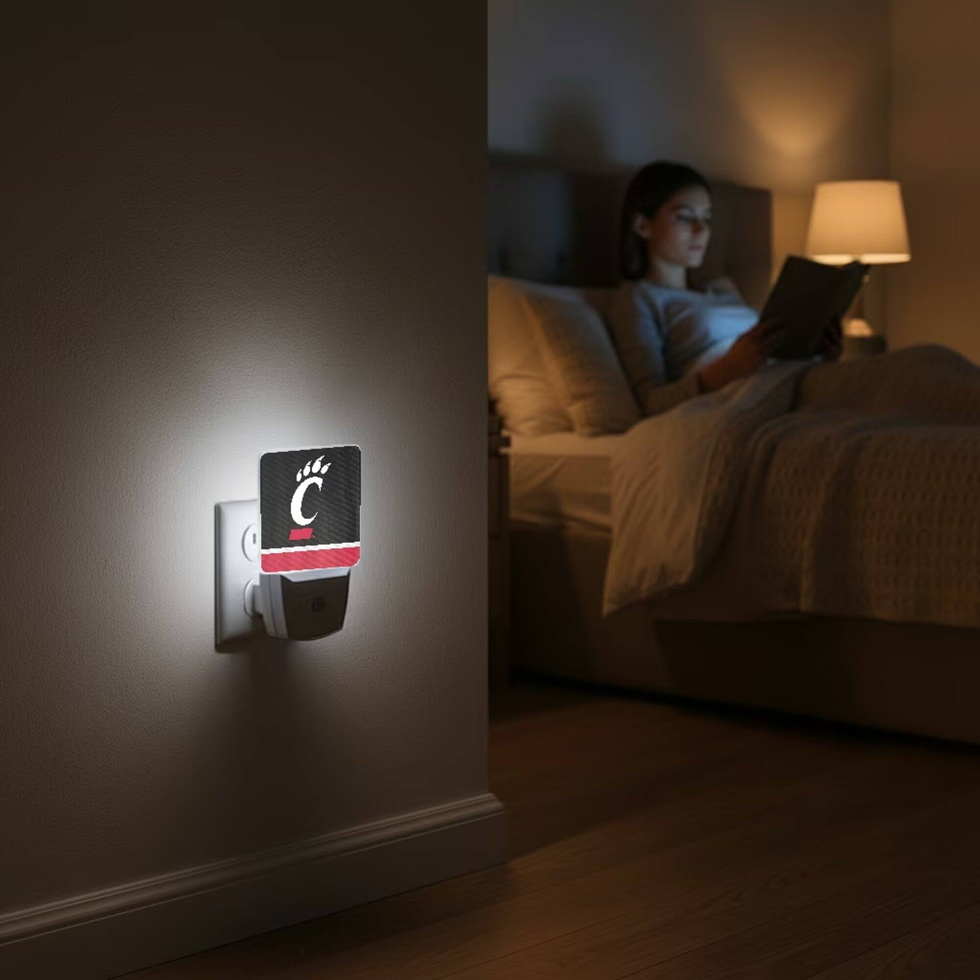 Alt View 3. Keyscaper - Cincinnati Bearcats Stripe Design Nightlight 2-Pack - Multicolor.