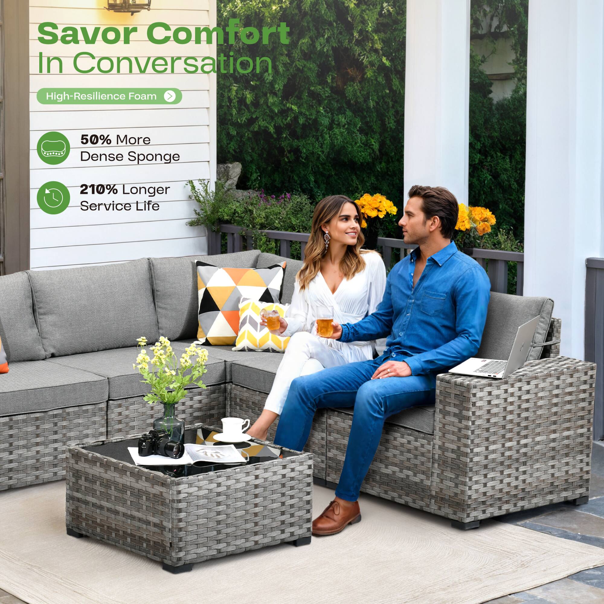 Savor Comfort In Conversation

- High-Resilience Foam
- 50% More Dense Sponge
- 210% Longer Service Life