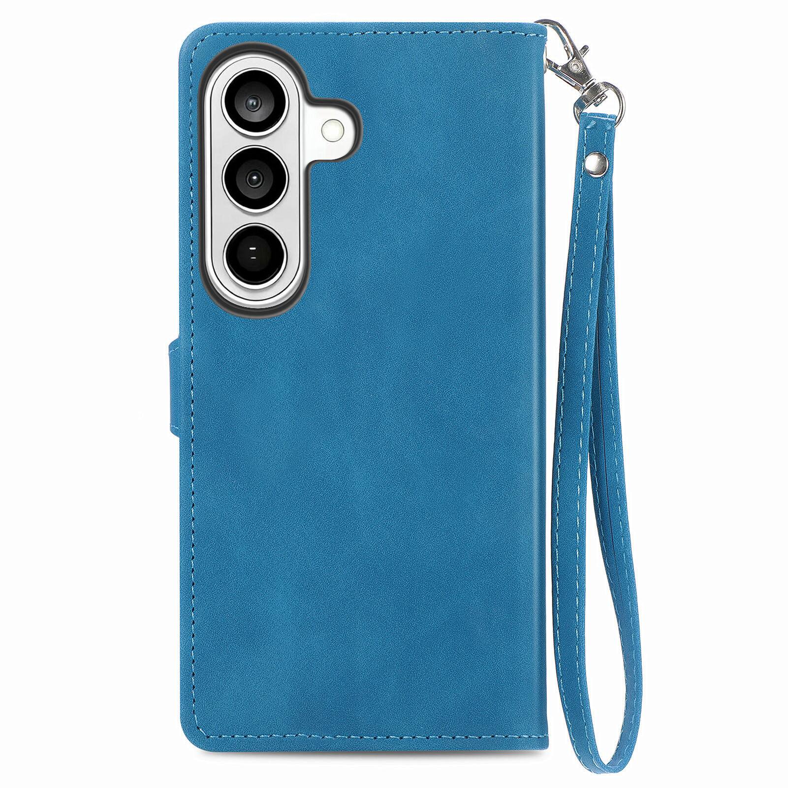Alt View 1. Dteck - for Samsung Galaxy S26 Slim Wallet Case,Folio Shockproof PU Leather Card Holder Cover with Zipper Pocket & Wrist Strap - Blue.