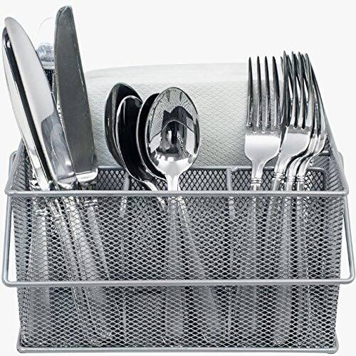 Angle. Sorbus - Sorbus Mesh Utensil Caddy - Organize & Serve in Style! Perfect for Kitchen, Parties, and More. Multi-purpose - Silver.
