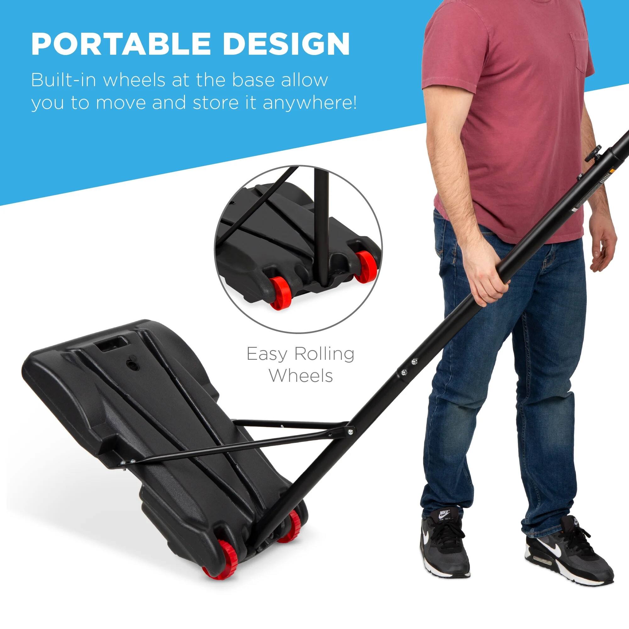 PORTABLE DESIGN
Built-in wheels at the base allow you to move and store it anywhere!
Easy Rolling Wheels