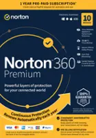 Norton - 360 Premium (10 Device) Antivirus Internet Security Software + VPN + Dark Web Monitoring (1 Year Subscription) - Android, Mac OS, Windows, Apple iOS - Front_Zoom