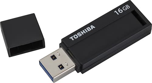 Toshiba - TransMemory ID 16GB USB 3.0 Flash Drive - Black - Larger Front
