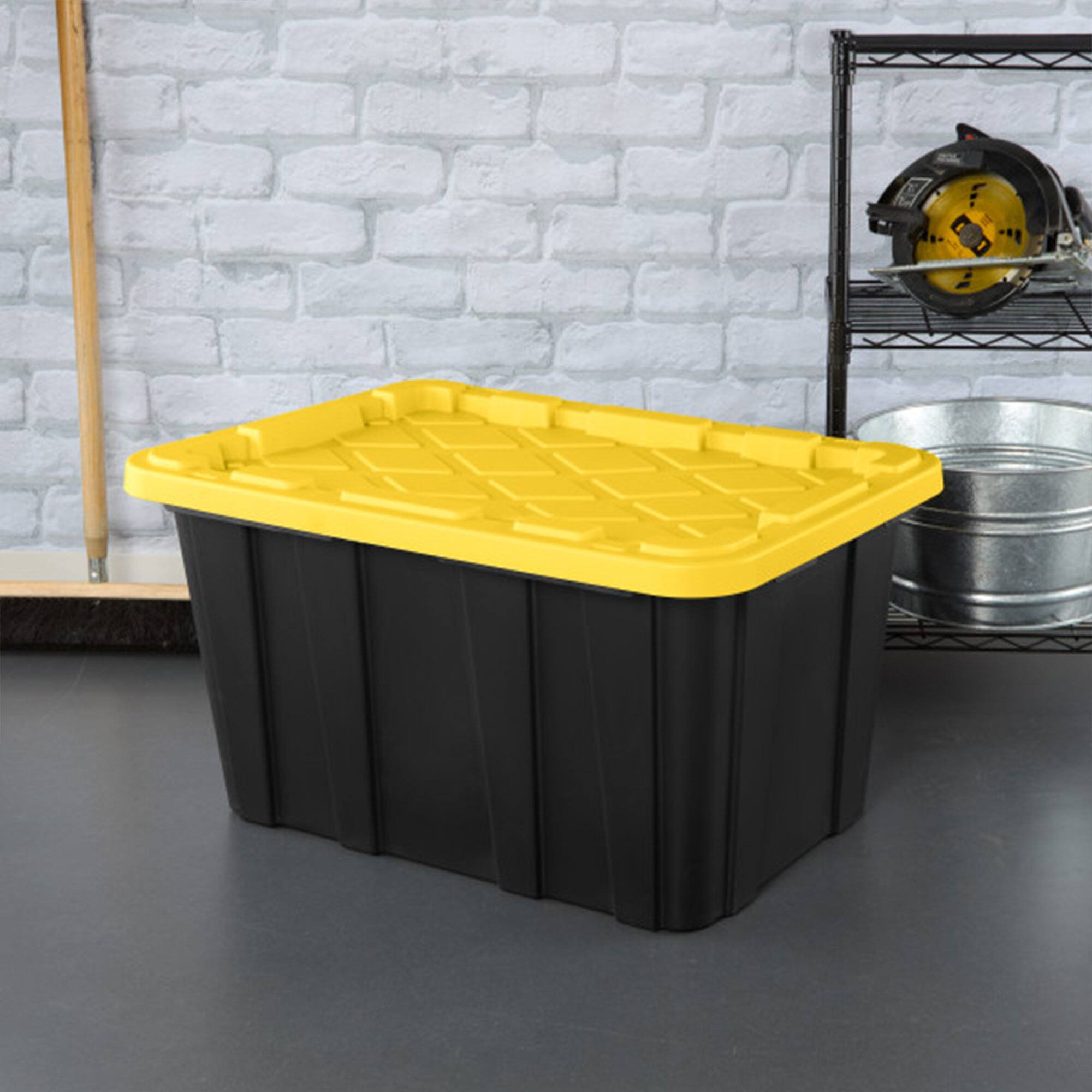 Alt View 2. Sterilite - Sterilite 27 Gallon Industrial Stackable Storage Tote Lidded Containers, 24 Pack - Yellow.