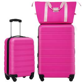 Ecooso - 2-Piece Expandable ABS Spinner Luggage Set with TSA Lock, 20-Inch and 28-Inch Suitcases, Travel Duffel, and Toiletry Bag - Pink