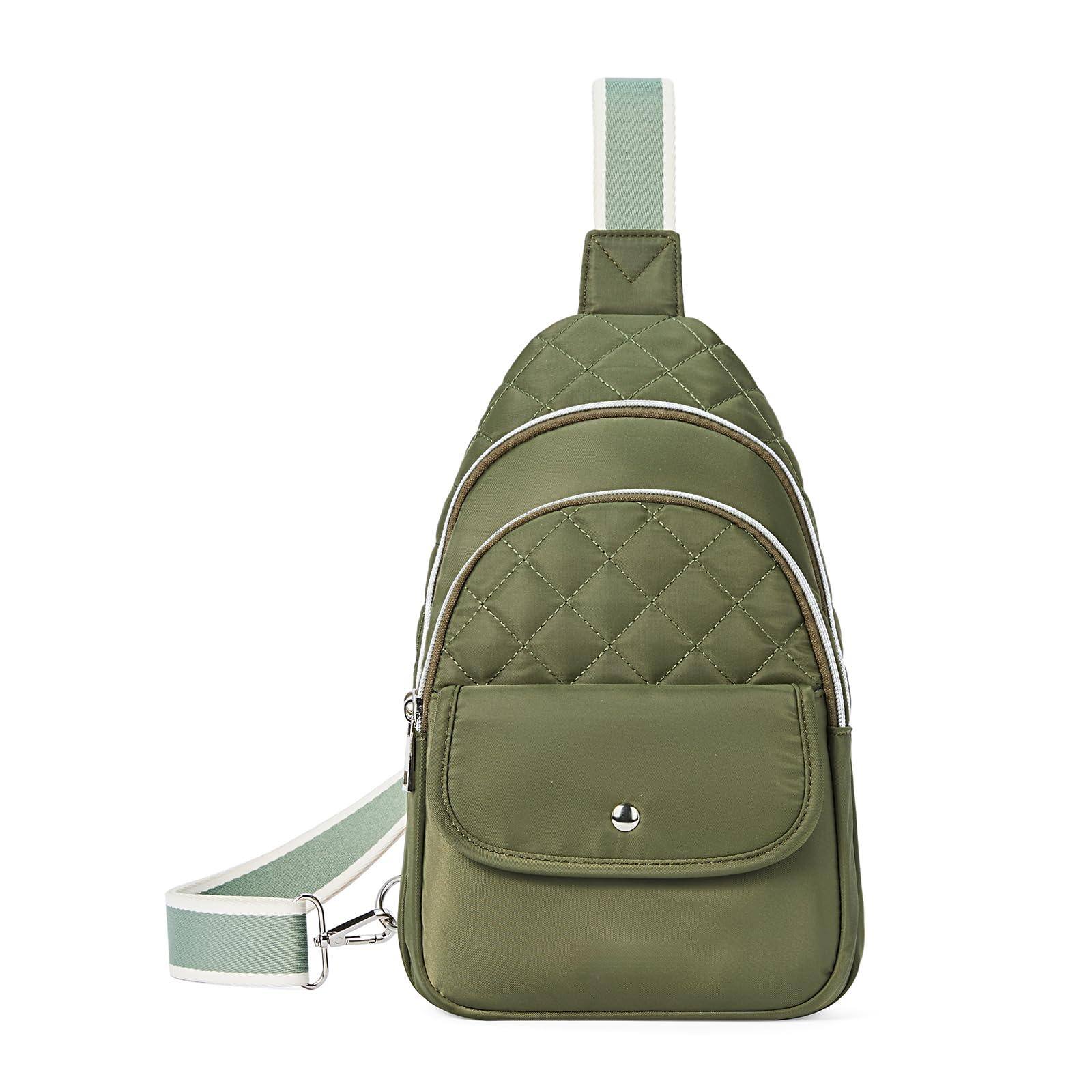 Live At Space - Crossbody Bags For Women Quilted Sling Daypacks Nylon Lightweight Large 【Quilted & Waterproof Nylon】This crossbody bags - Green