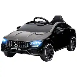 BreeBe - Qaba 12V Mercedes-Benz AMG CLA 45 Kids Ride-On Car, Electric Vehicle with Remote, LED Lights, Music - Black