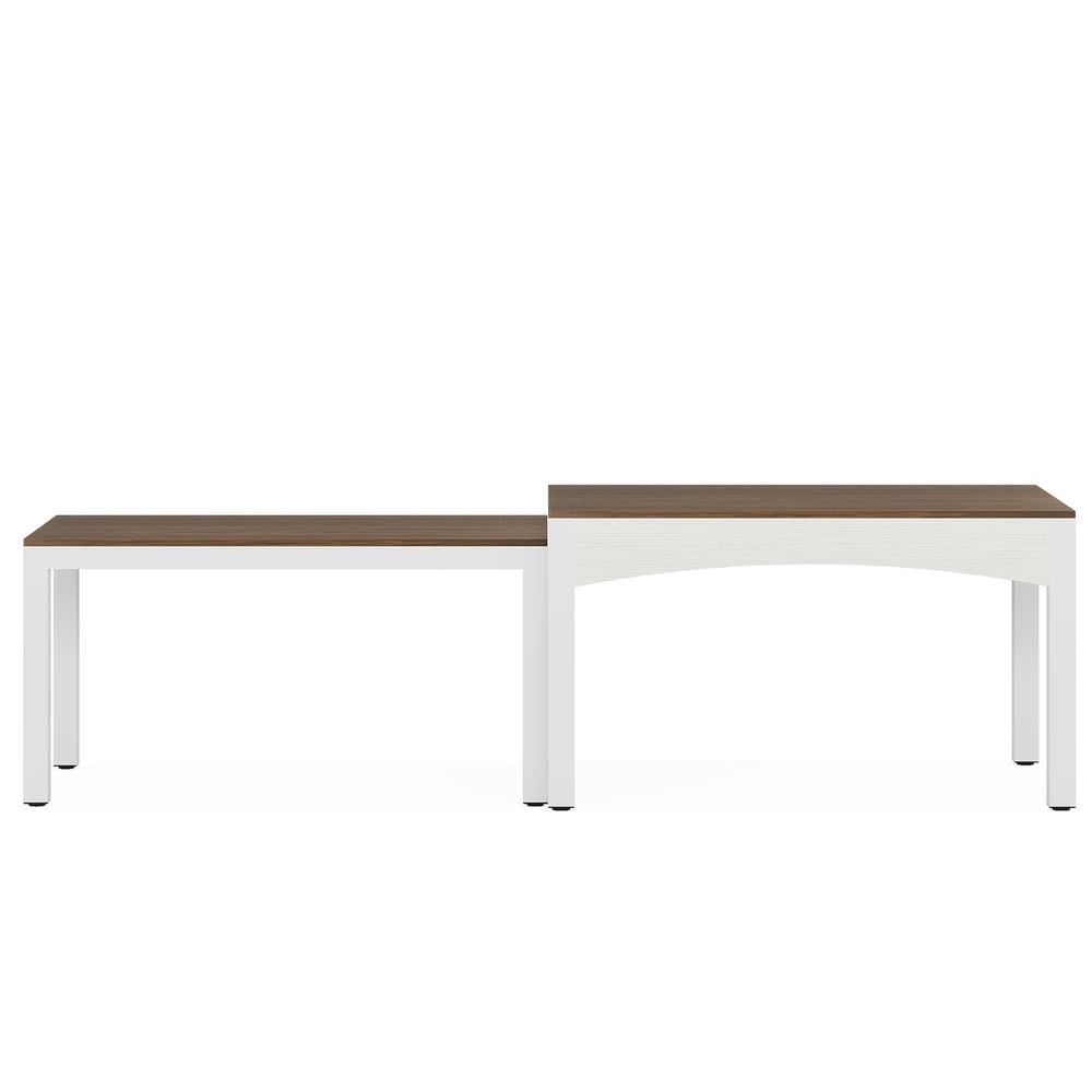 Alt View 2. Kadyn - Kadyn Dining Table, Living Room Table Extendable, Farmhouse Kitchen Table for 6-10 people,Brown & White - Brown.