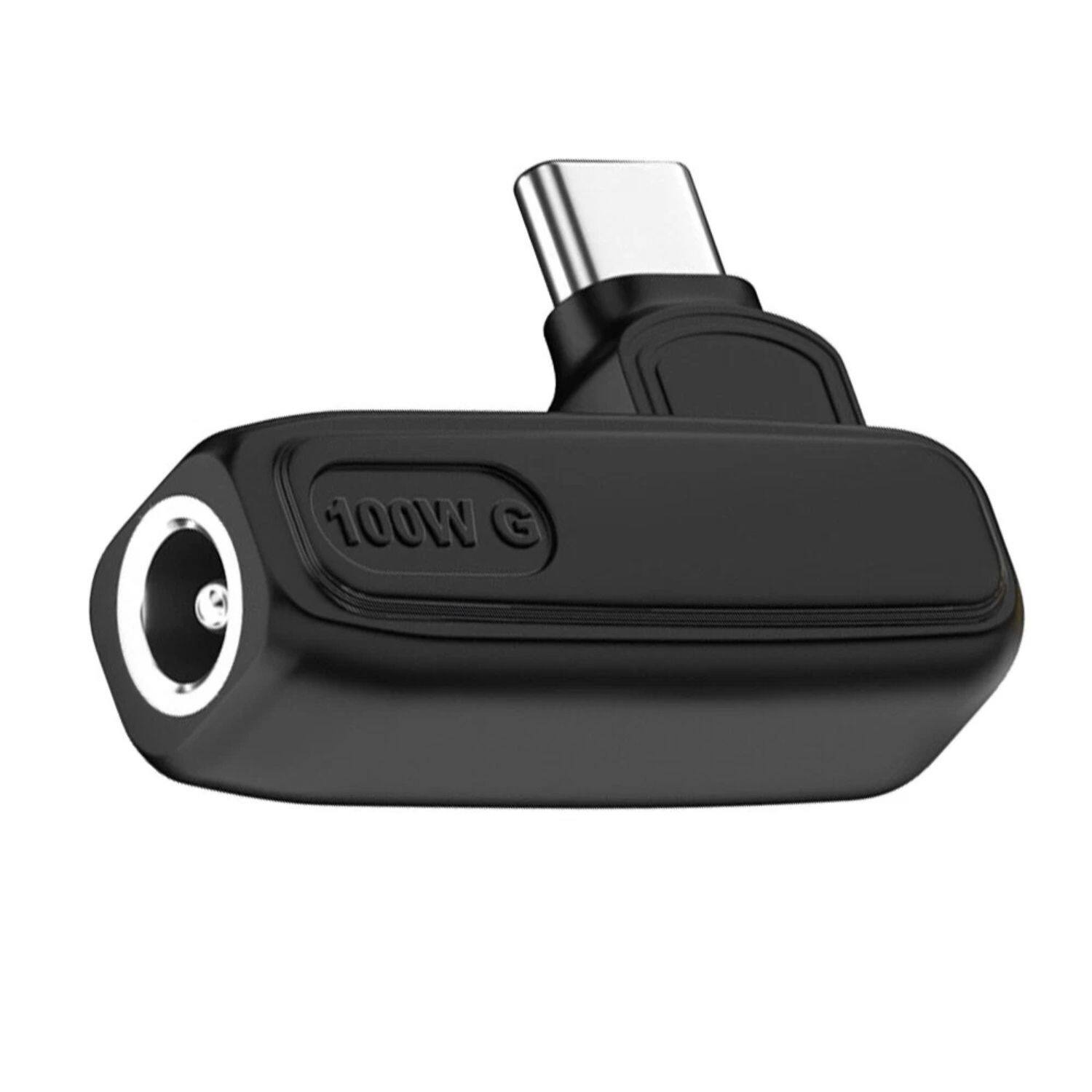 Stock Preferred - 90° 100W USB-C to DC Lenovo Power Charger Adapter 5.5×2.1mm to Type-C Converter - Black