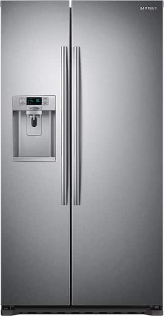 Samsung 22 3 Cu Ft Side By Side Counter Depth Refrigerator With In Door Ice Maker Silver Rs22hdhpnsr Best Buy