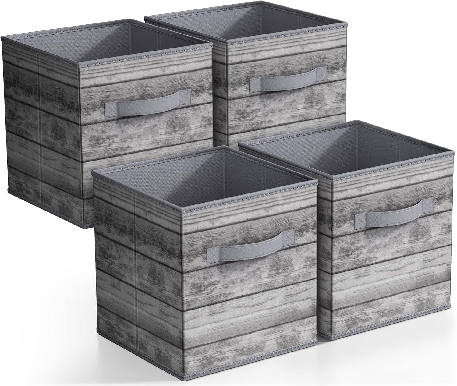 Sorbus - Foldable Storage Cubes, 6 Fabric Baskets for Organizing Pantry, Closet, Shelf, Nursery, Playroom, Toy Box - Wood Gray