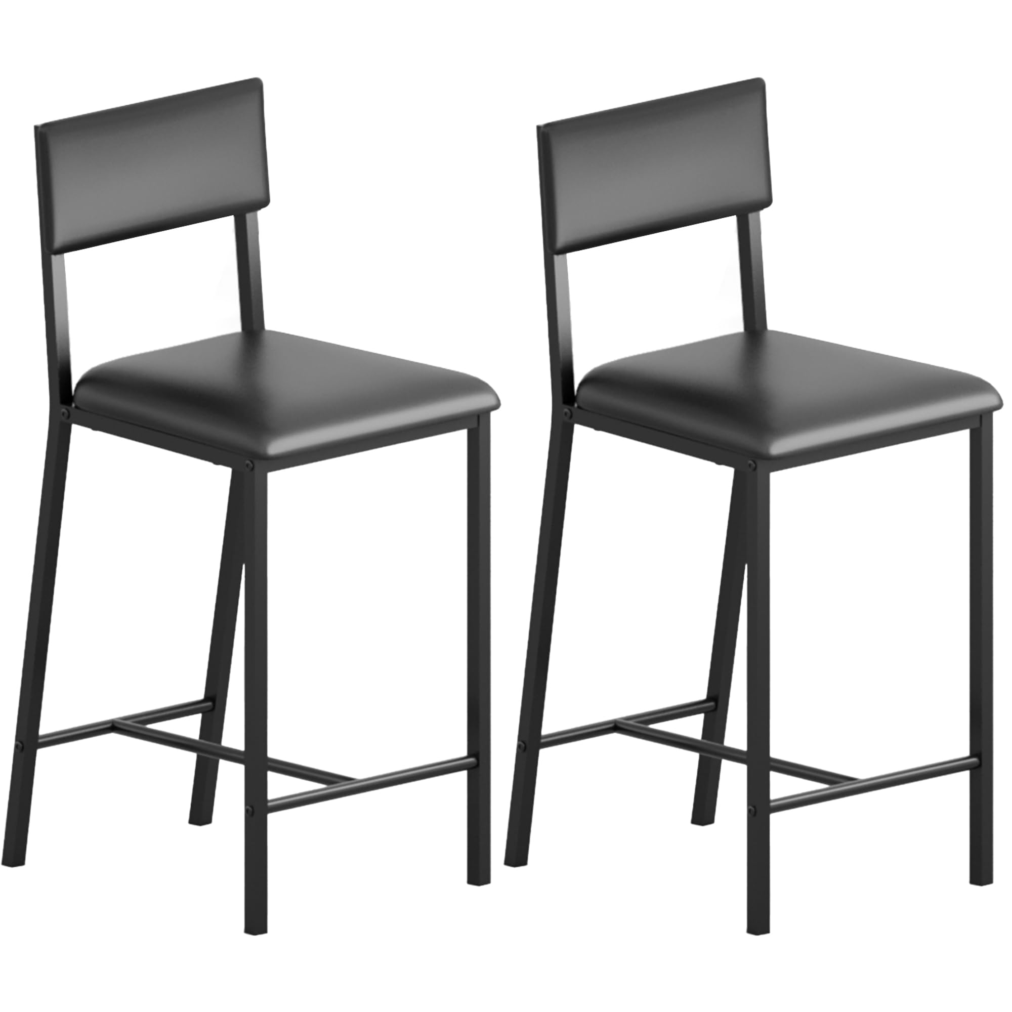 Front. Homhougo - Dining Chairs Set of 2 Upholstered PU Dining Chairs Curved Backrest, Modern Dining Room Chairs Kitchen Chairs - Black.