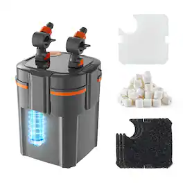 VEVOR - 224.5GPH Canister Filter, 2-Stage External Aquarium Filter with Timed Light, Powerful Pump, Water Circulation Cleaning - Black