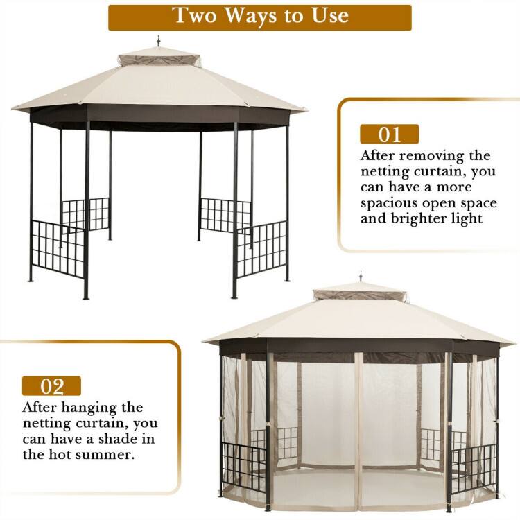 Two Ways to Use

01 After removing the netting curtain, you can have a more spacious open space and brighter light

02 After hanging the netting curtain, you can have a shade in the hot summer.