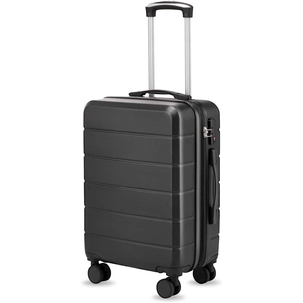 LUGGEX - 20 Inch Carry-On Expandable Hardside Spinner Suitcase with TSA Lock - Lite-YY - Black