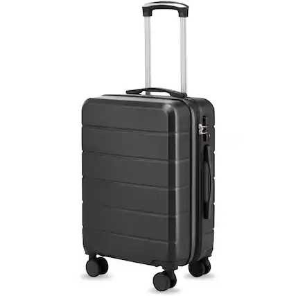 Front. LUGGEX - LUGGEX - 20 Inch Carry-On Expandable Hardside Spinner Suitcase with TSA Lock - Lite-YY - Black.