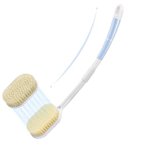 Vulpecula Spade - Portable Shower Brush,Long Curved Foldable Handle with Soft and Stiff Bristles,Back Scrubber Bath Brush Removable Body