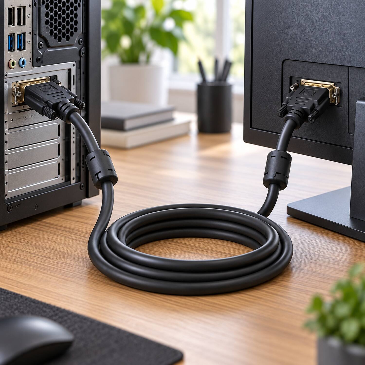 Left. Sanoxy - 5m DVI-D Male to Male Dual Link Digital Video Cable - Black.