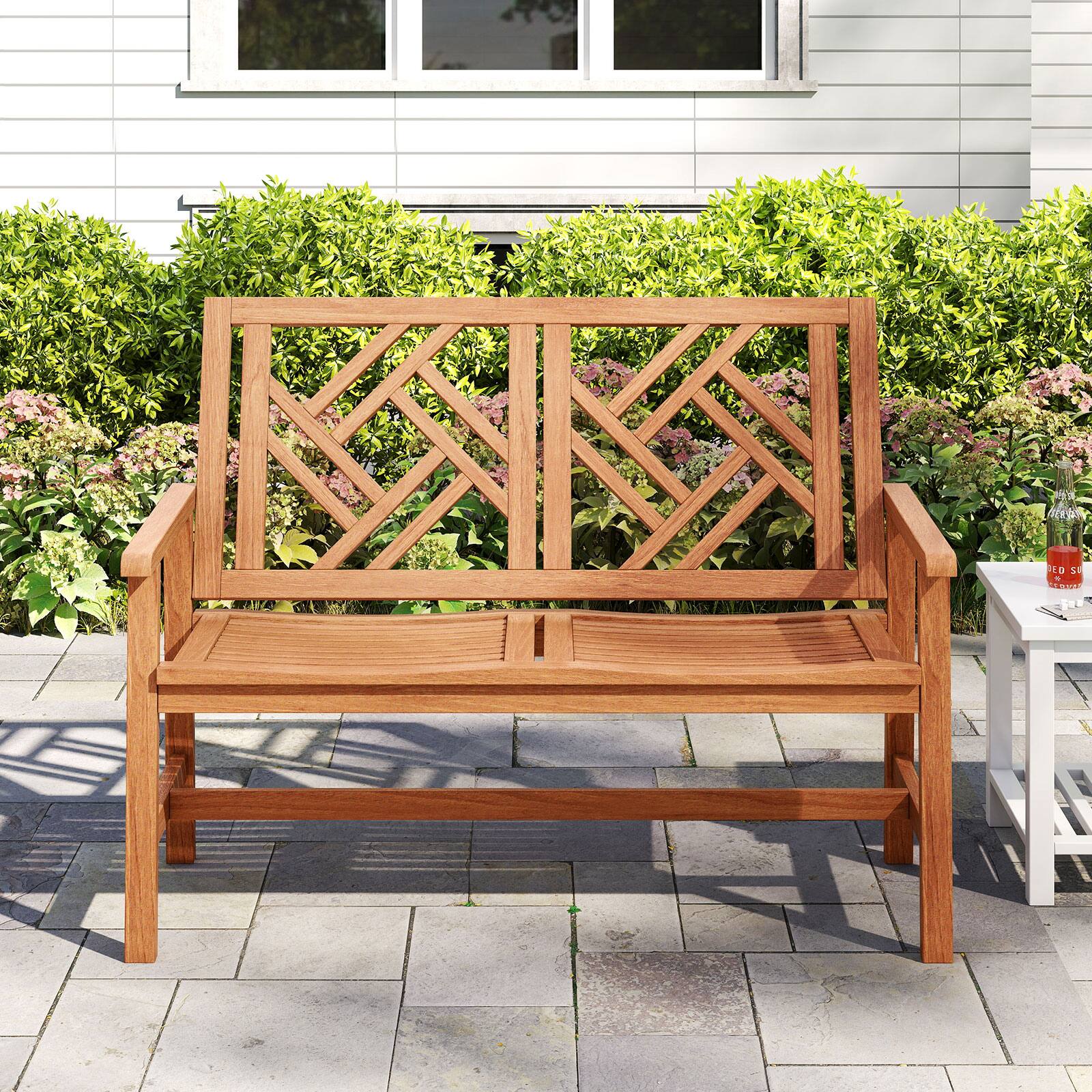 Alt View 3. Gymax - Gymax 2-Person Garden Bench w/Ergonomic Backrest Smooth Armrests for Porch Backyard - Yellow.