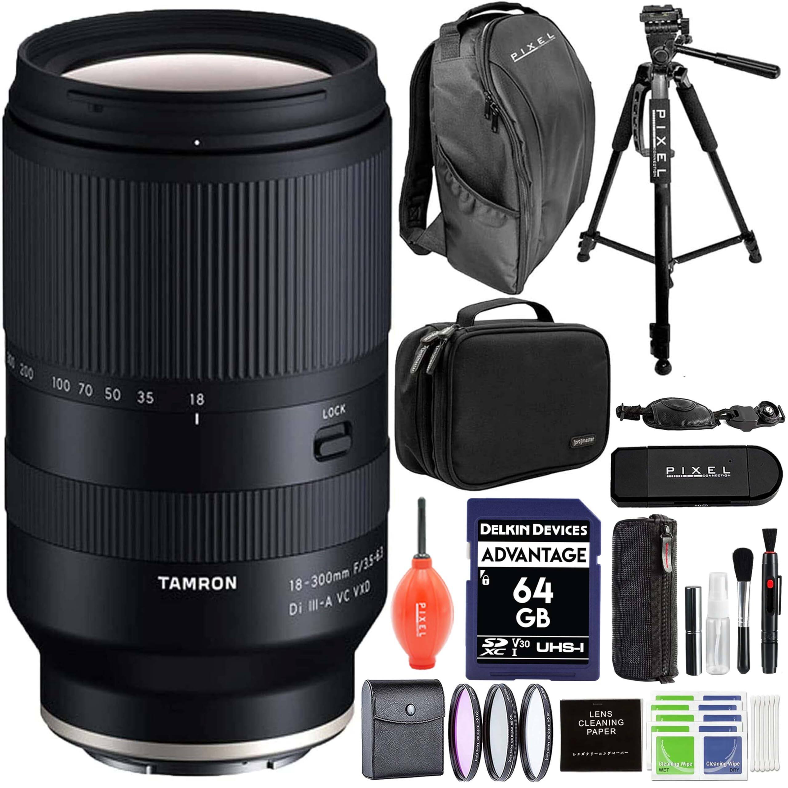 Tamron - 18-300mm f/3.5-6.3 Di III-A VC VXD Lens for Sony E with Advance Accessory and Travel Bundle (6 Year USA Warranty) - Black