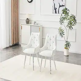 Loheer - Crocodile Pattern Accent Chair Set of 2 PU Leather - White