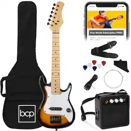 Best Choice Products - 30in Kids Electric Guitar Beginner Starter Kit w/ 5W Amplifier, Strap, Case - Sunburst