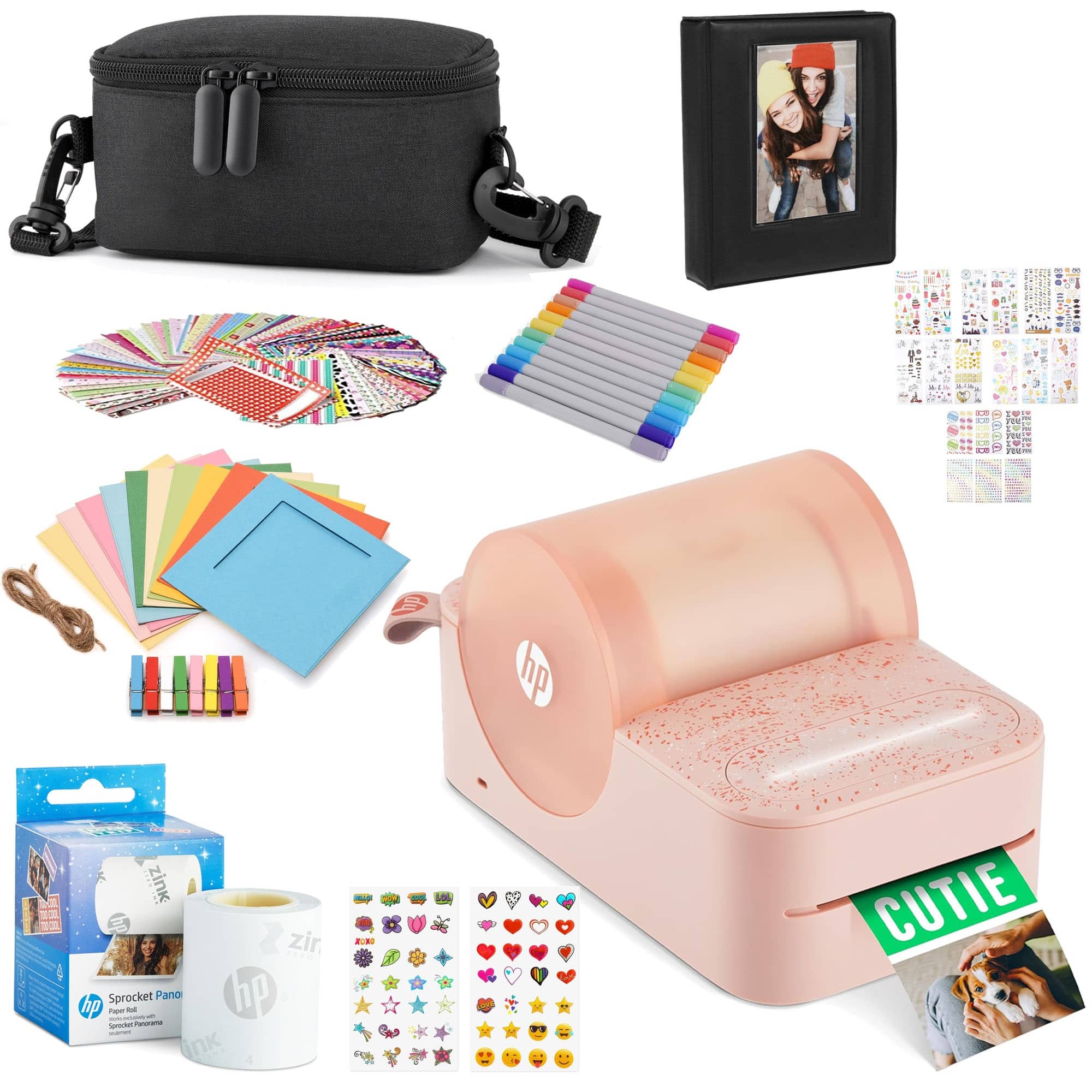HP - Panorama Instant Label Printer & Photo Printer Gift Bundle - Pink