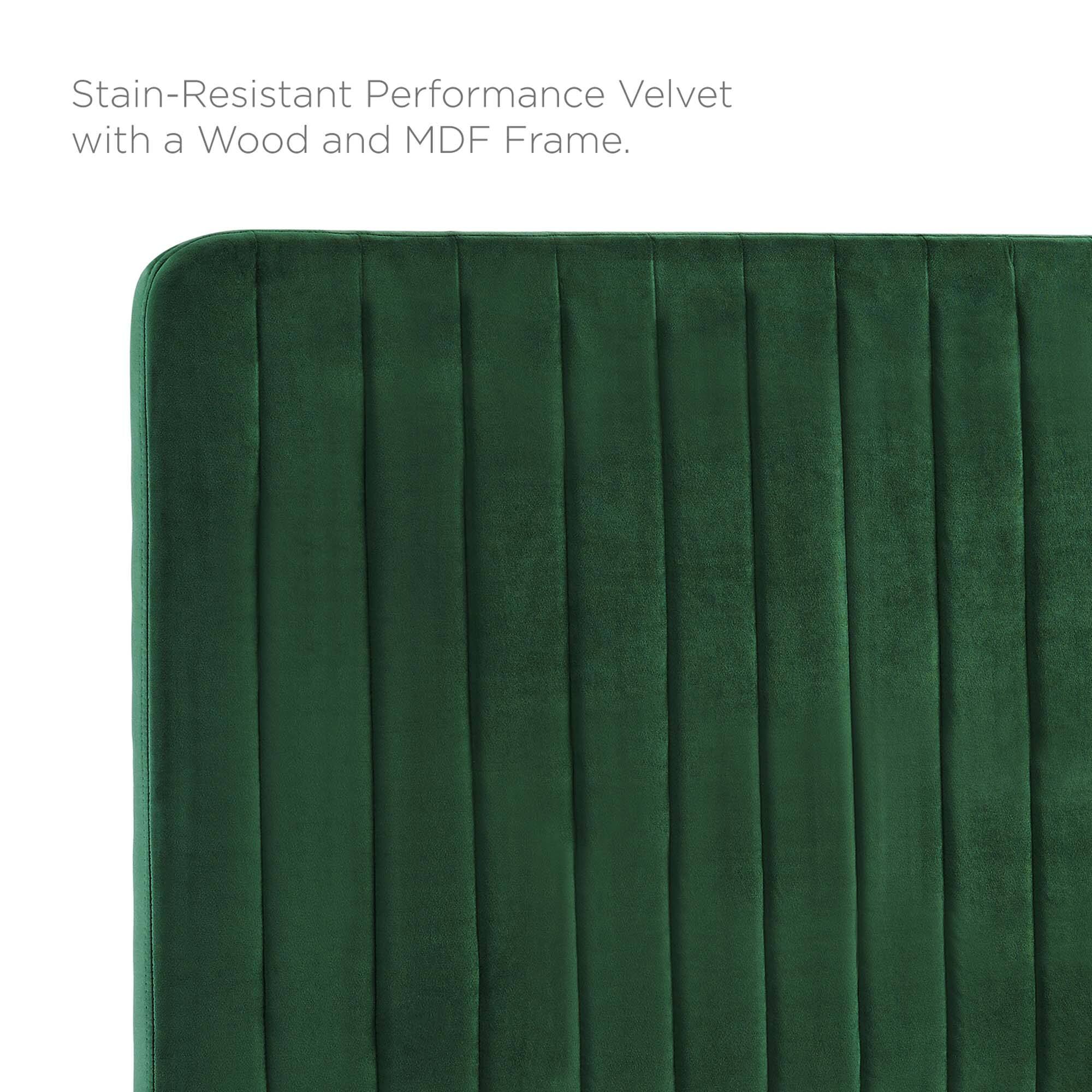 Stain-Resistant Performance Velvet with a Wood and MDF Frame.