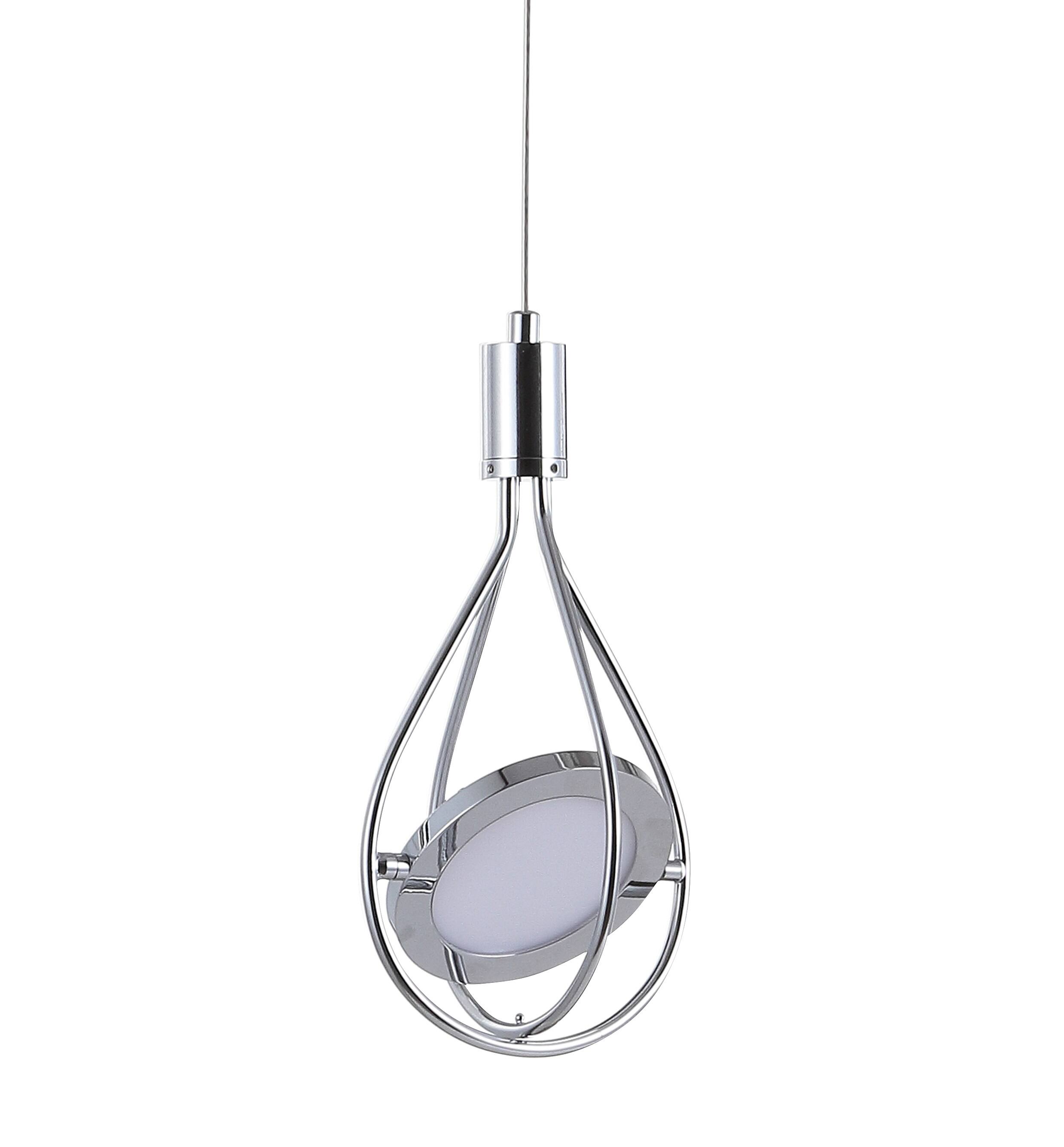Alt View 4. Jonathan Y - Orion 5.5" Adjustable Modern Integrated 1-Light Cluster LED Metal Pendant, Chrome - Chrome.