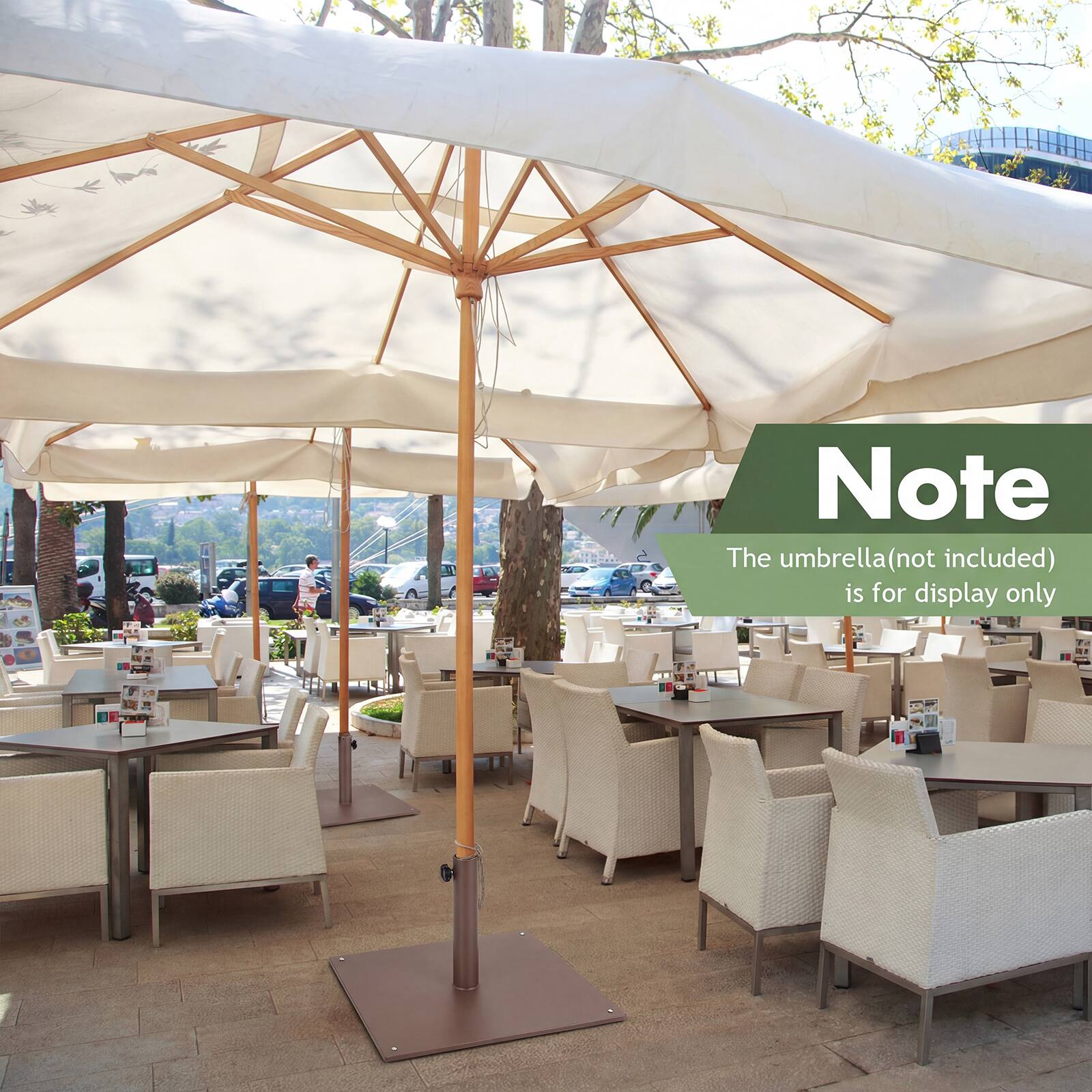 Note  
The umbrella (not included) is for display only