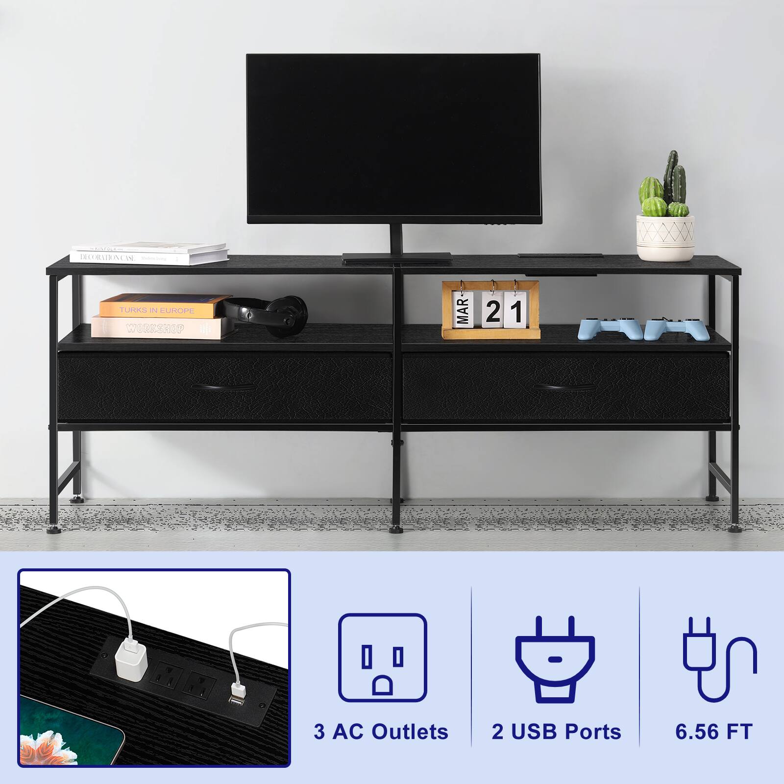 IECRURICIN e TURKS IN EUROPE wORanEP MAR 2 1 3 AC Outlets 2 USB Ports 6.56 FT