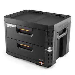 ToughBuilt - StackTech 2-Drawer Locking Box, Plastic Storage Tool & Gear Organizer - Black