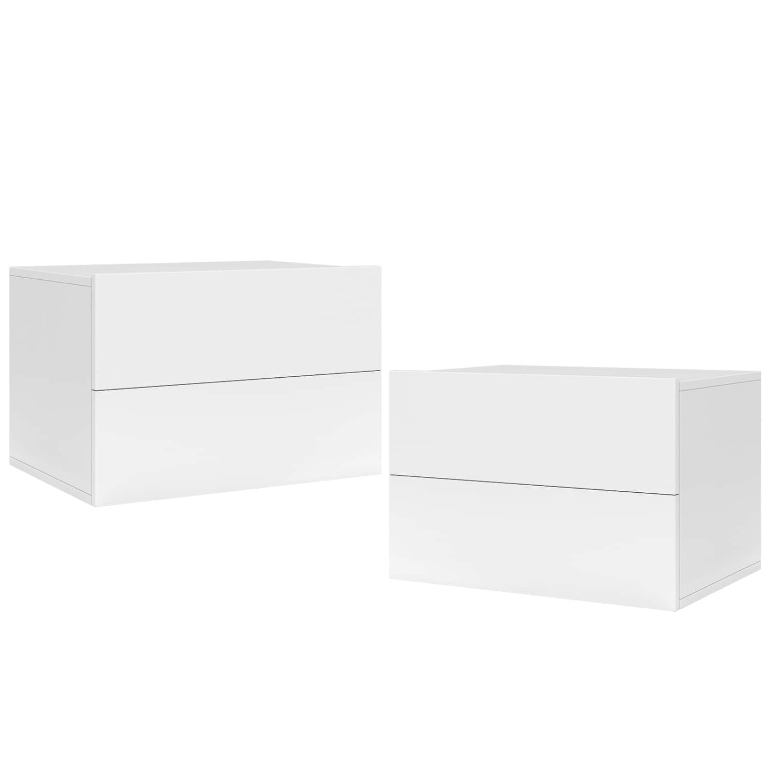WELLFOR - Wall-Mounted Floating Nightstand with 2 Storage Drawers - White price history on PriceWatchPro