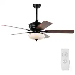Gymax - 52'' Ceiling Fan with 3 Wind Speeds 5 Reversible Blades & Remote Control Black - Matte Black