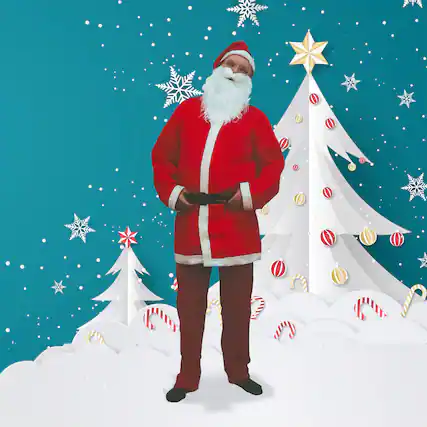 Front. Northlight - 40" Red and White Traditional Santa Claus Men's Christmas Costume Set - Plus Size - Purple.